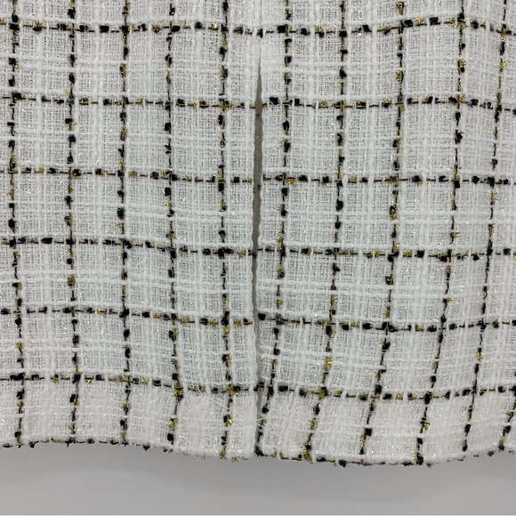 Tommy Hilfiger NWT Ivory Black Gold Plaid Tweed Mini Pencil Pocketed Skirt, 16 - Picture 4 of 14